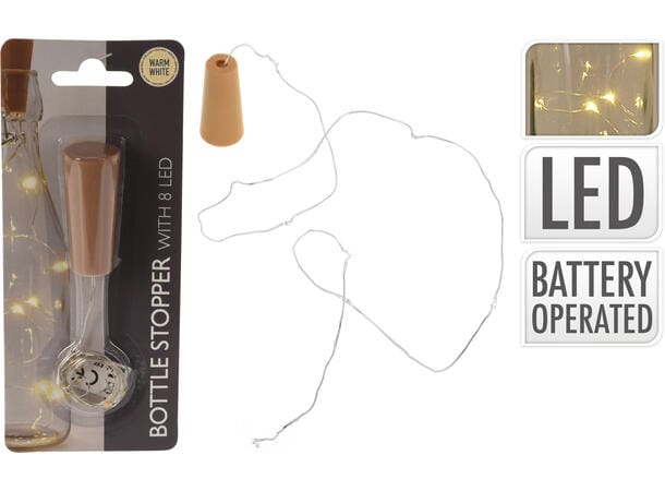 Flaskekork m/ledlys - Varmhvit