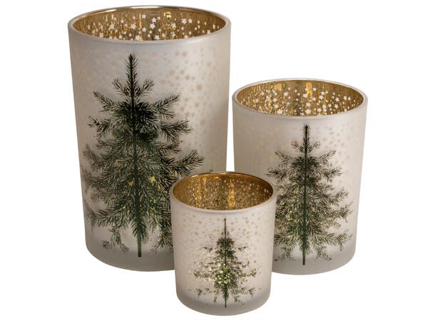 Lysglass - Matt hvit - Grønt tre - 2 str